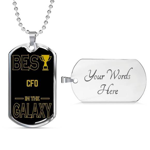 Best CFO In The Galaxy Necklace Stainless Steel or 18k Gold Dog Tag w 24" - Picture 1 of 2